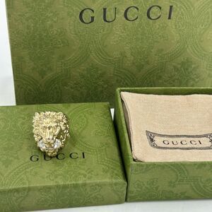 Men’s Gucci, Lionhead crystal motif ring size 10 made in Italy